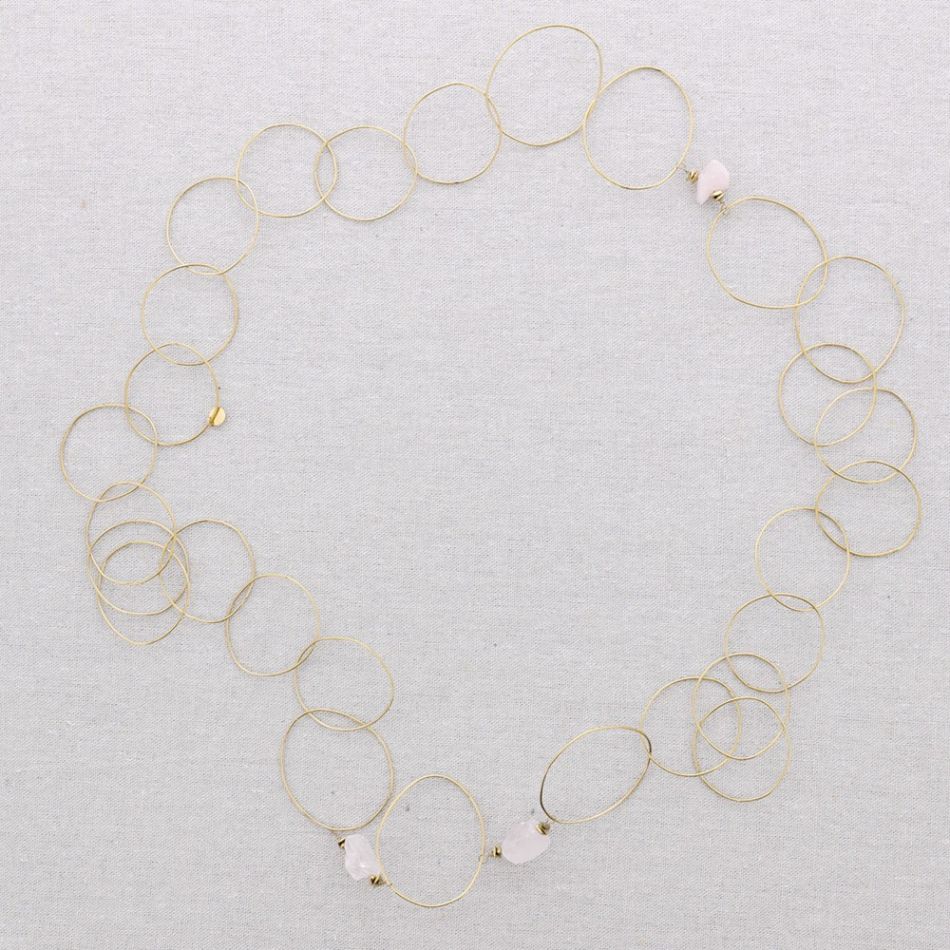 COLLAR LARGO ACERO ESLABONES PIEDRAS