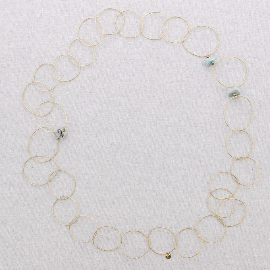COLLAR LARGO ACERO ESLABONES PIEDRAS