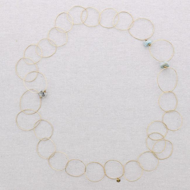 COLLAR LARGO ACERO ESLABONES PIEDRAS