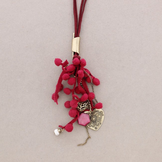 LONG POMPOM PENDANT NECKLACE