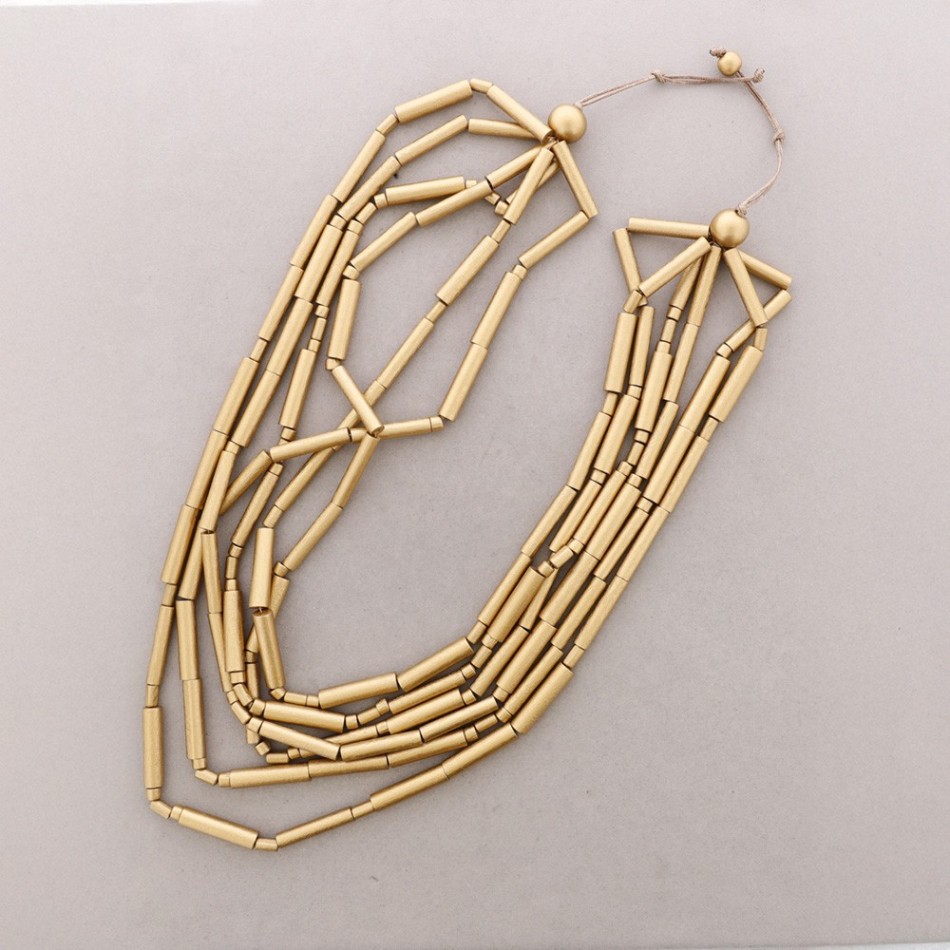 LONG MULTI-TUBE WOODEN NECKLACE