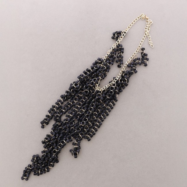 WOODEN BEAD BIB NECKLACE