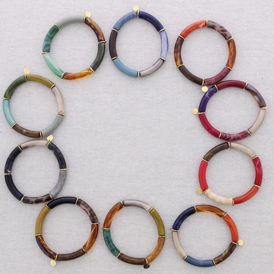 PULSERA ACERO TUBOS RESINA