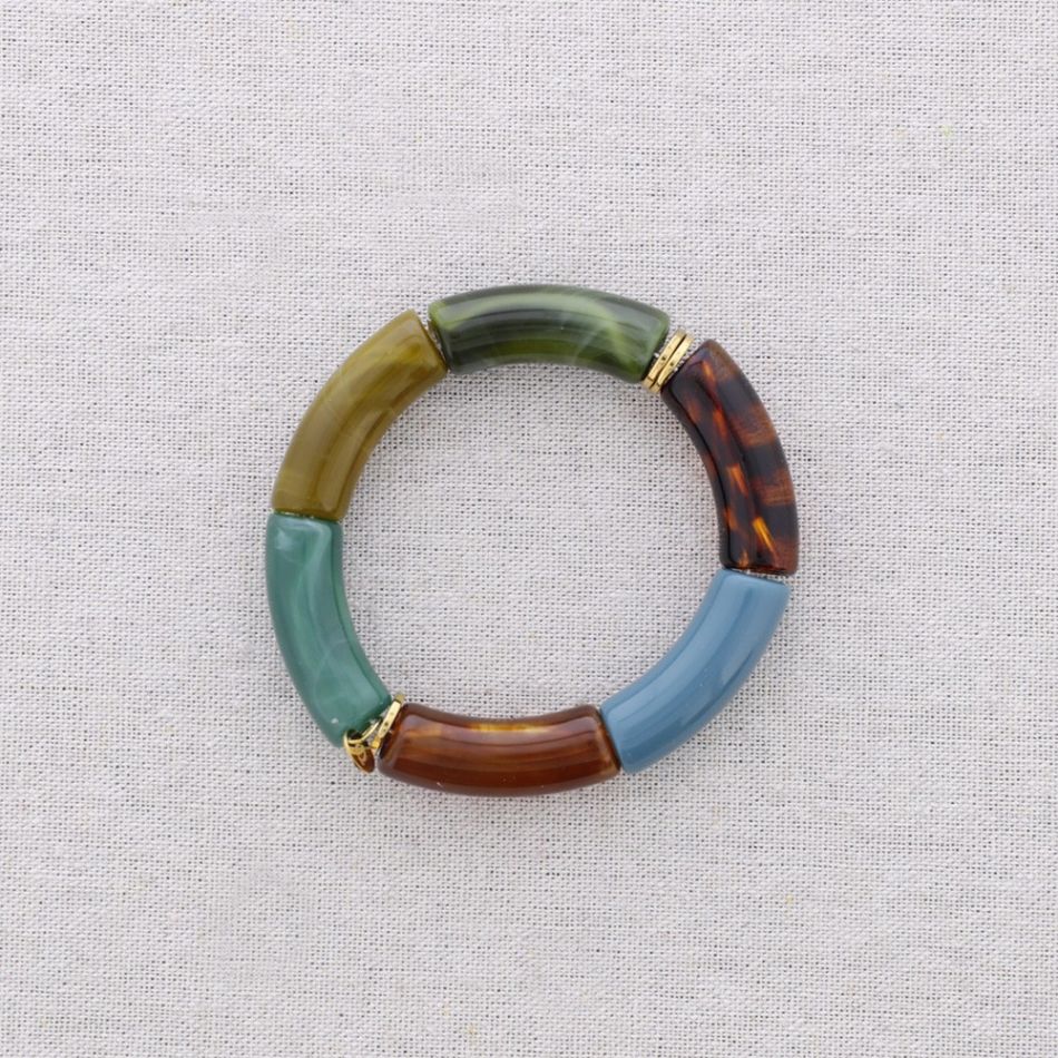 PULSERA ACERO TUBOS RESINA