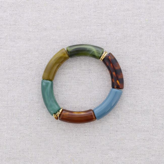 PULSERA ACERO TUBOS RESINA