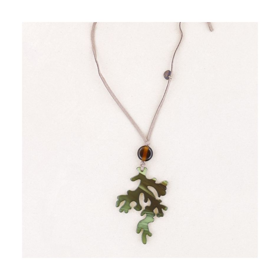 LONG NECKLACE PENDANT CORAL RESIN