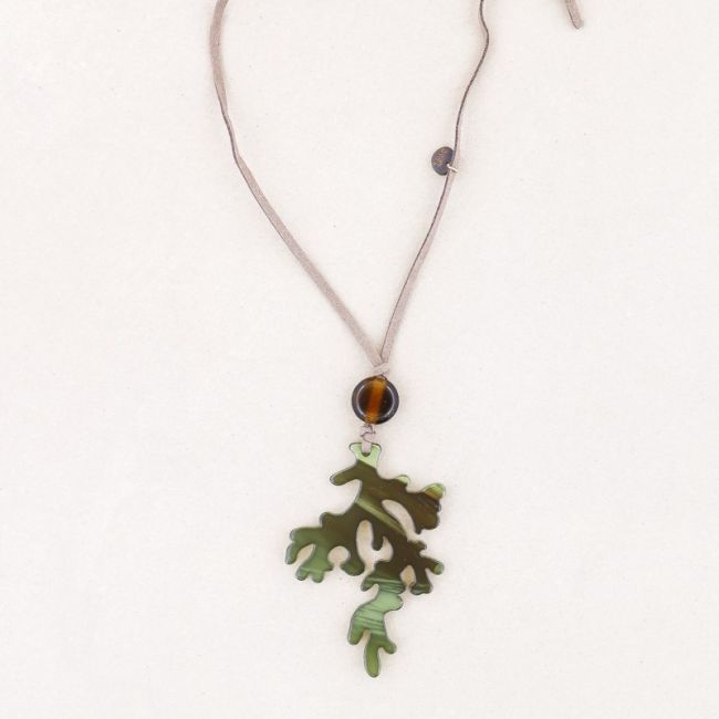 LONG NECKLACE PENDANT CORAL RESIN