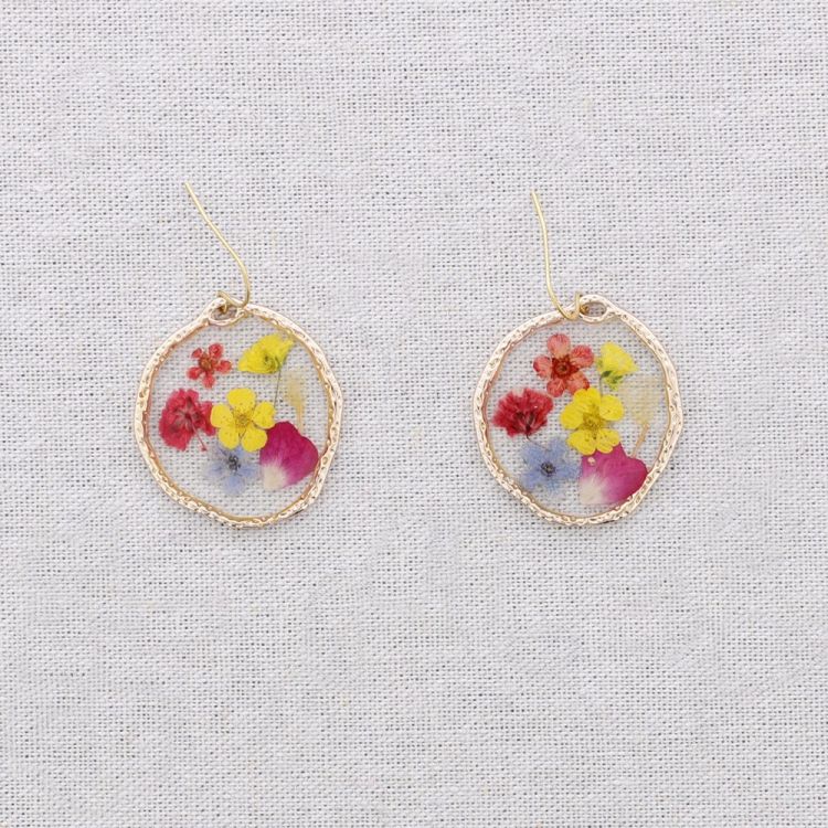 DRIED FLOWER PENDANT STEEL EARRINGS 2