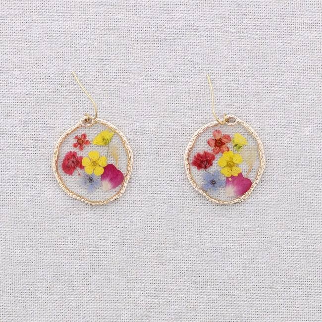 PENDIENTES ACERO COLGANTE FLORES SECAS