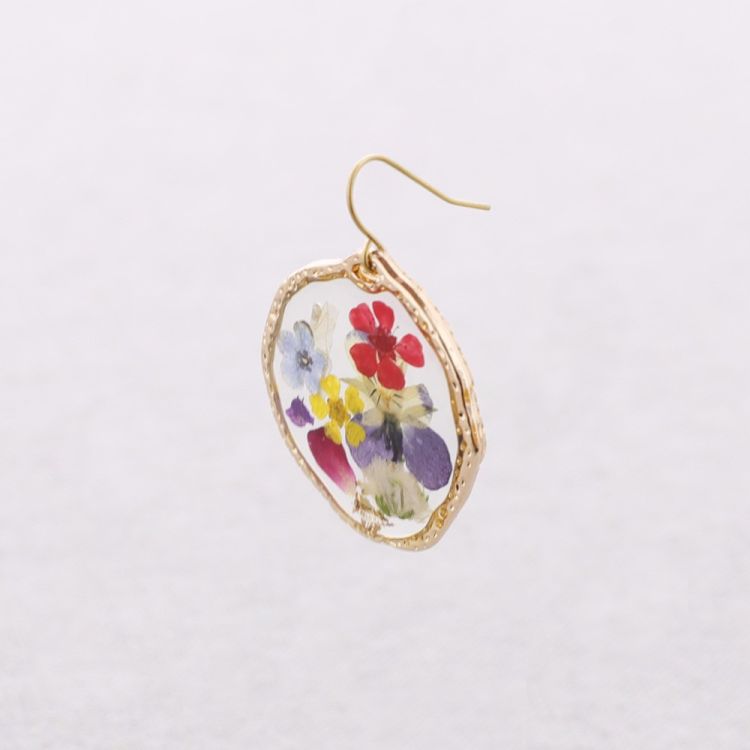 DRIED FLOWER PENDANT STEEL EARRINGS