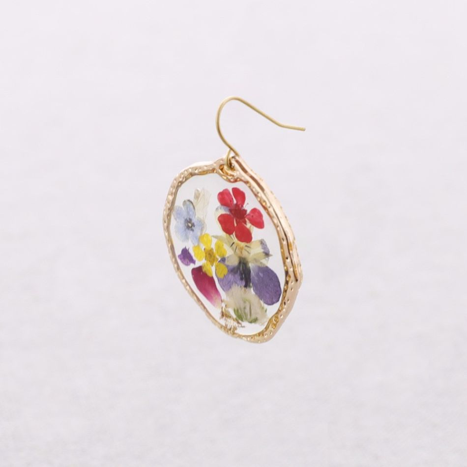 DRIED FLOWER PENDANT STEEL EARRINGS
