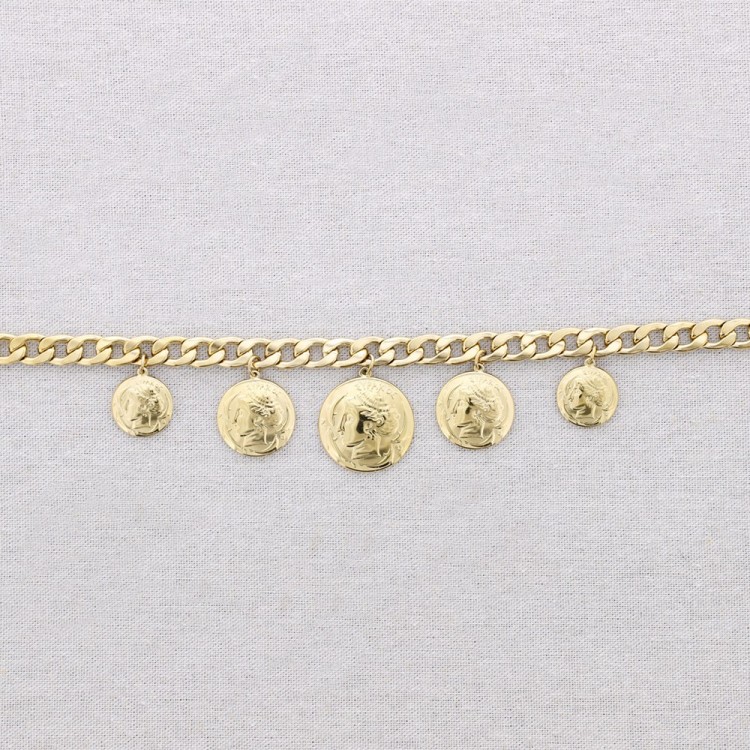 STEEL NECKLACE WITH COIN PENDANTS 2