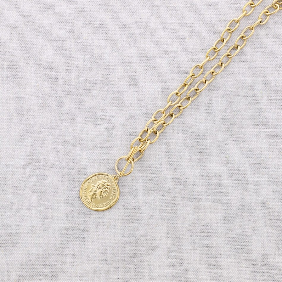 GARGANTILLA ACERO COLGANTE MONEDA