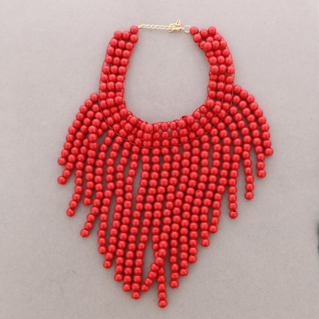 WOODEN BALLS BIB NECKLACE