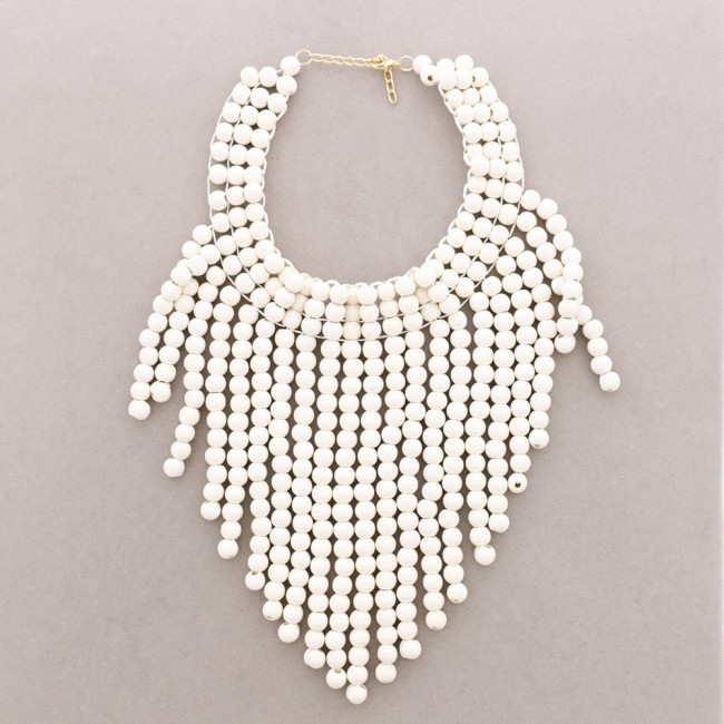 WOODEN BALLS BIB NECKLACE