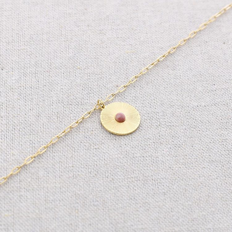 STONE MEDAL PENDANT STEEL SHORT NECKLACE