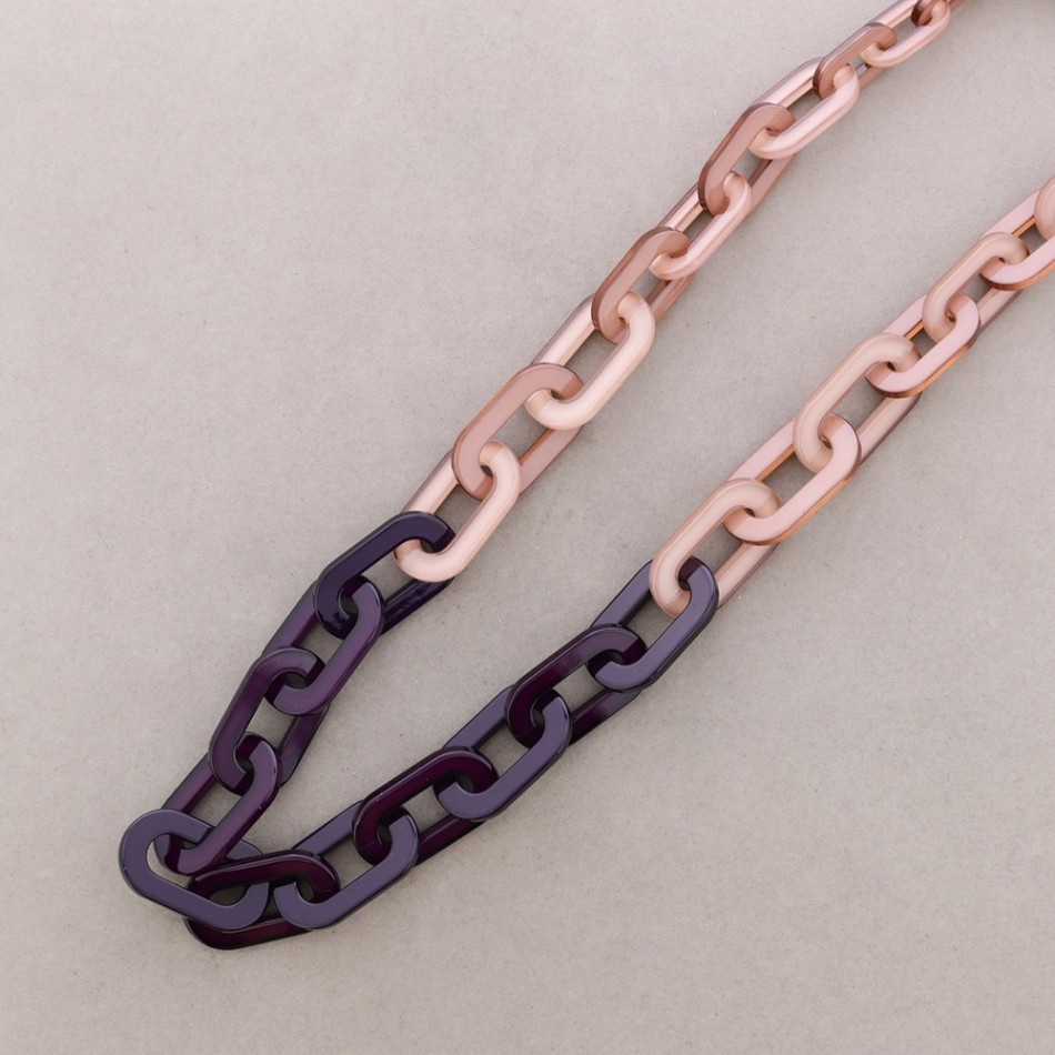 LONG TWO-TONE RESIN LINK NECKLACE