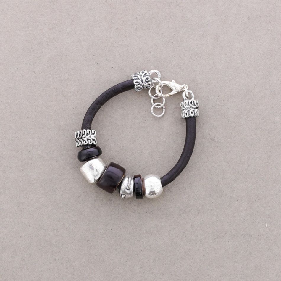 LEATHER METAL RESIN BRACELET