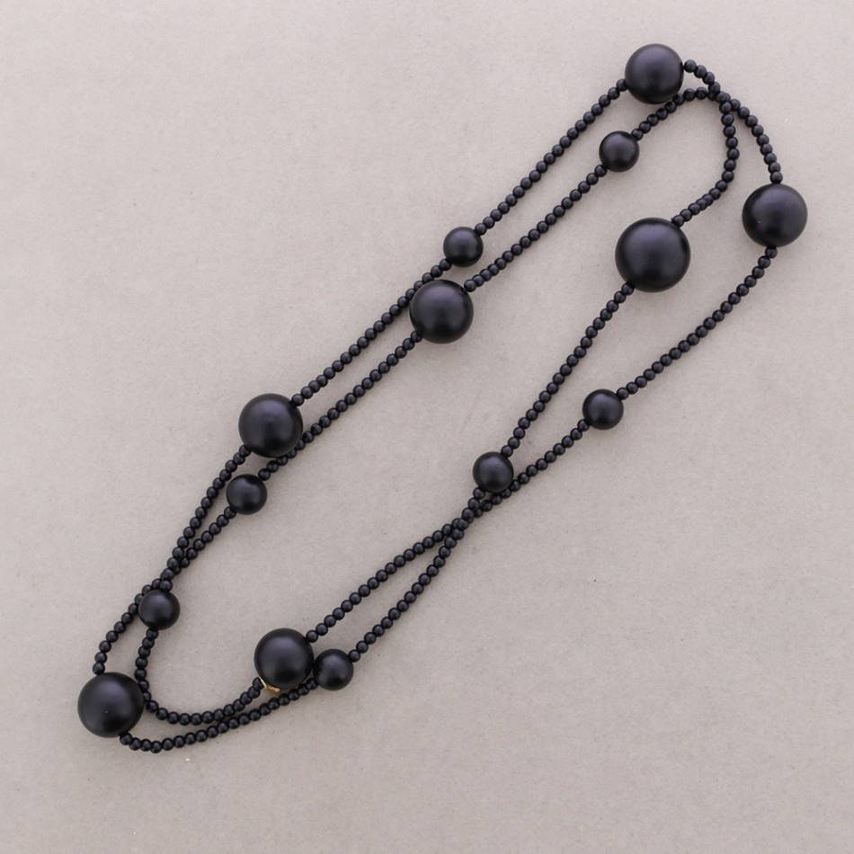 COLLAR LARGO CUENTAS BOLAS IMITACIÓN METAL 1.2M