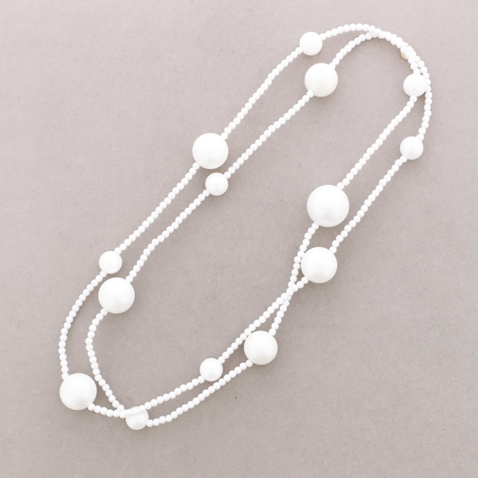 LONG BEADED NECKLACE WITH IMITATION METAL BEADS, 1.2 METERS