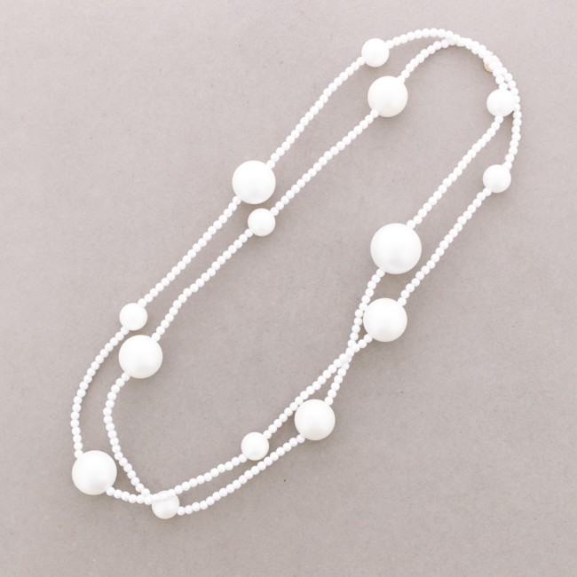LONG BEADED NECKLACE WITH IMITATION METAL BEADS, 1.2 METERS