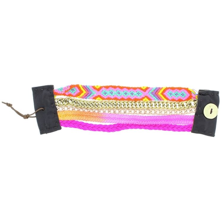 MULTICOLOR BRACELET WITH LEATHER CLOSURE
