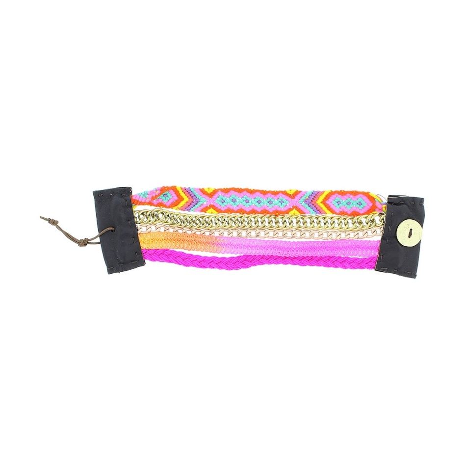 PULSERA VARIAS MULTICOLORES CIERRE CUERO