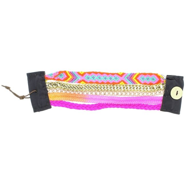 PULSERA VARIAS MULTICOLORES CIERRE CUERO