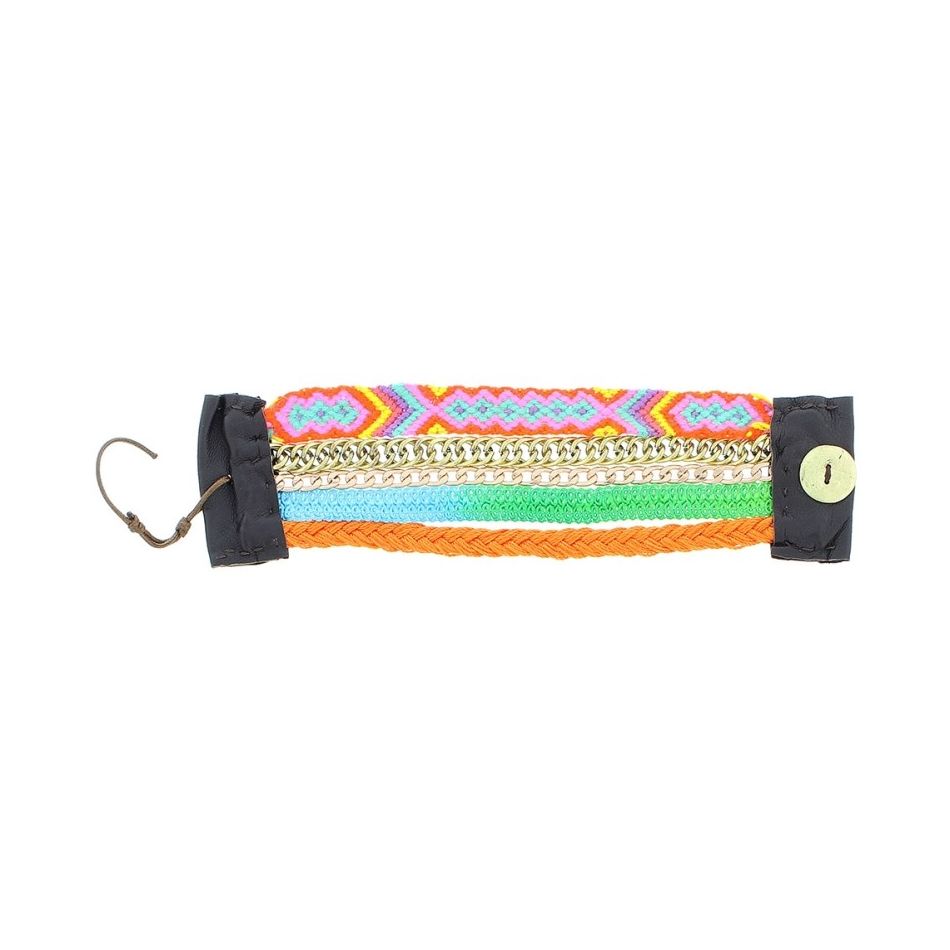 MULTICOLOR BRACELET WITH LEATHER CLOSURE