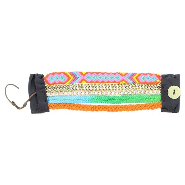 MULTICOLOR BRACELET WITH LEATHER CLOSURE