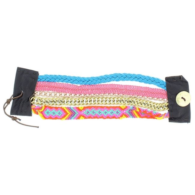 MULTICOLOR BRACELET WITH LEATHER CLOSURE