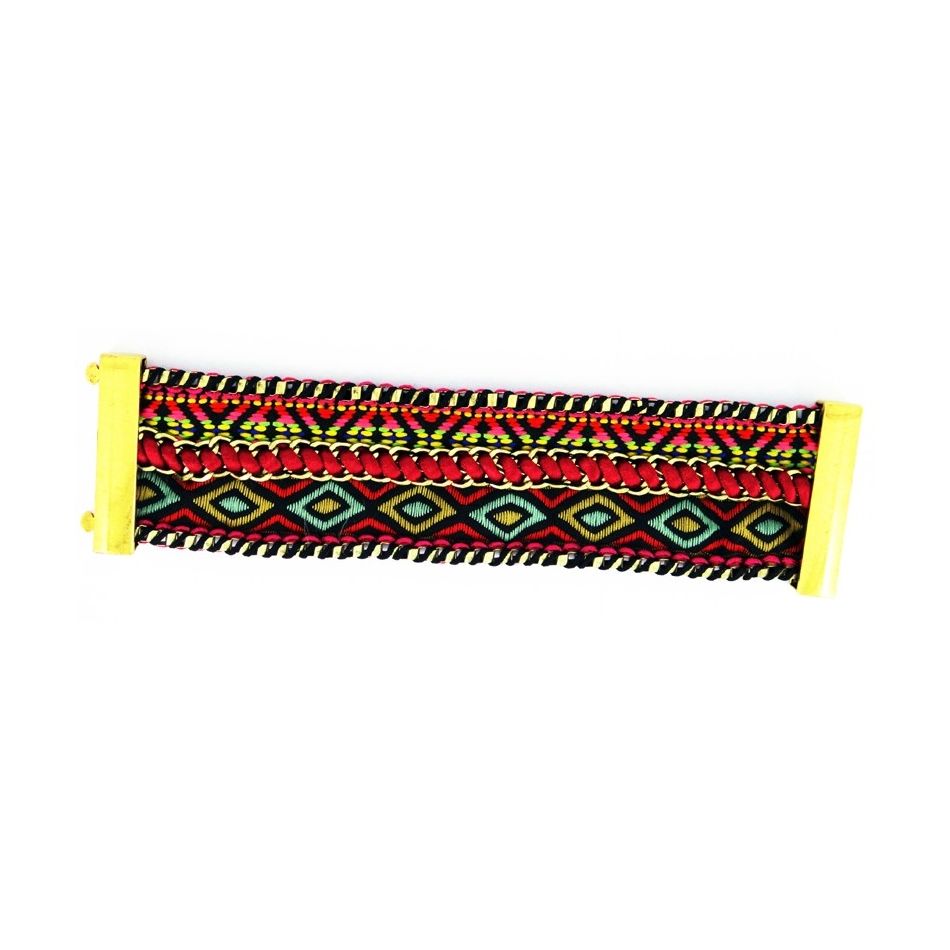 WOVEN RIBBON BEADED BRACELET