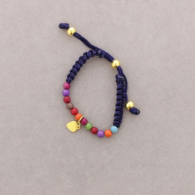 PULSERA ANUDADA CUENTAS METAL PIEDRAS