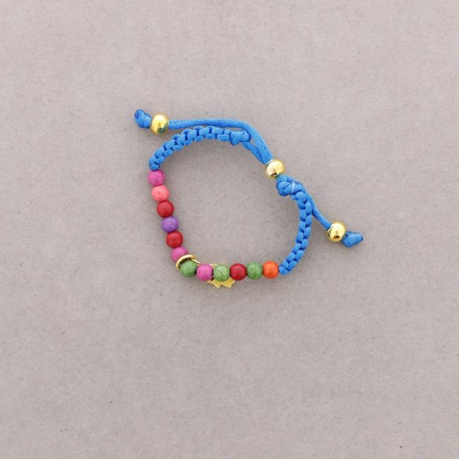 PULSERA ANUDADA CUENTAS METAL PIEDRAS