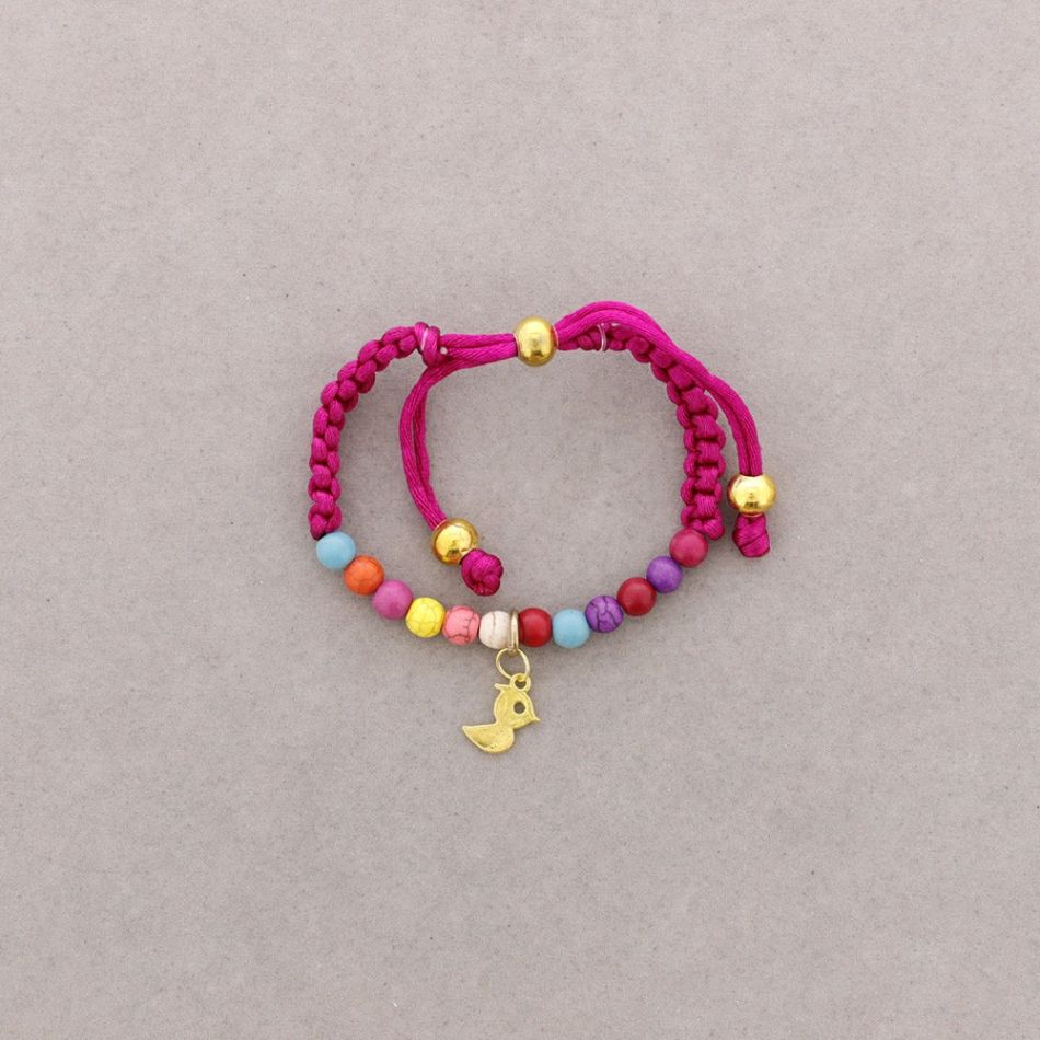 PULSERA ANUDADA CUENTAS METAL PIEDRAS