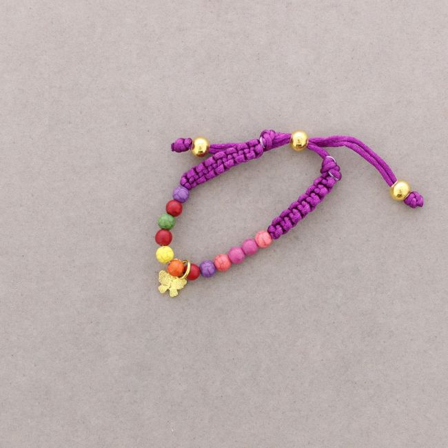 PULSERA ANUDADA CUENTAS METAL PIEDRAS