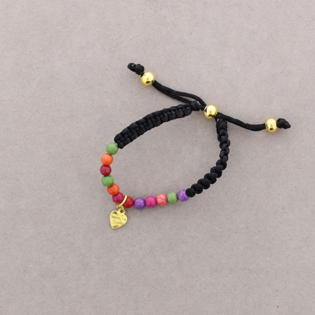 PULSERA ANUDADA CUENTAS METAL PIEDRAS