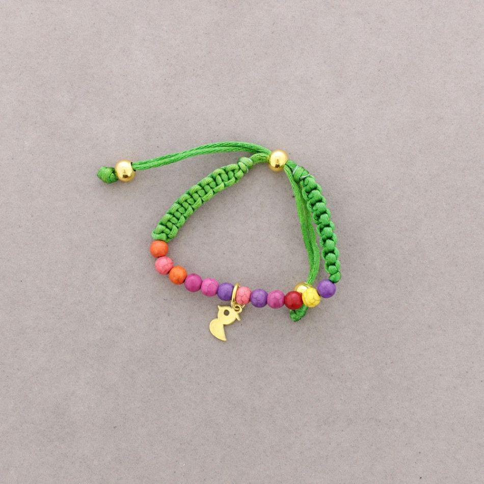PULSERA ANUDADA CUENTAS METAL PIEDRAS