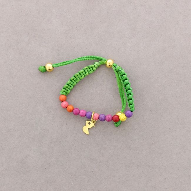 PULSERA ANUDADA CUENTAS METAL PIEDRAS