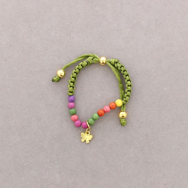 PULSERA ANUDADA CUENTAS METAL PIEDRAS