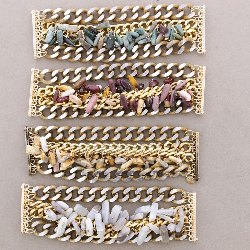 PULSERA ANCHA ESLABONES PIEDRAS