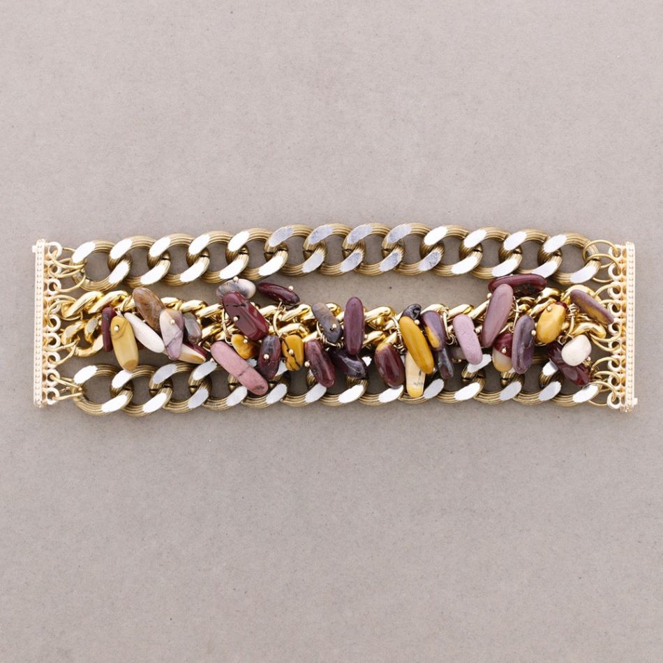 PULSERA ANCHA ESLABONES PIEDRAS