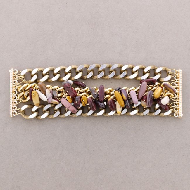 PULSERA ANCHA ESLABONES PIEDRAS