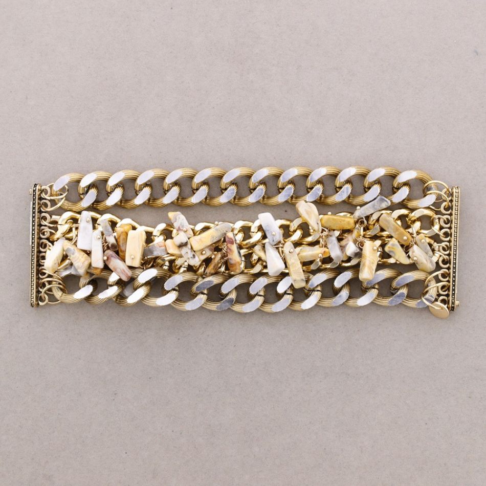 PULSERA ANCHA ESLABONES PIEDRAS