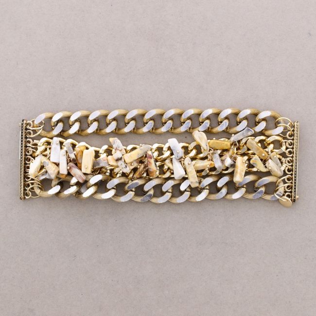 PULSERA ANCHA ESLABONES PIEDRAS