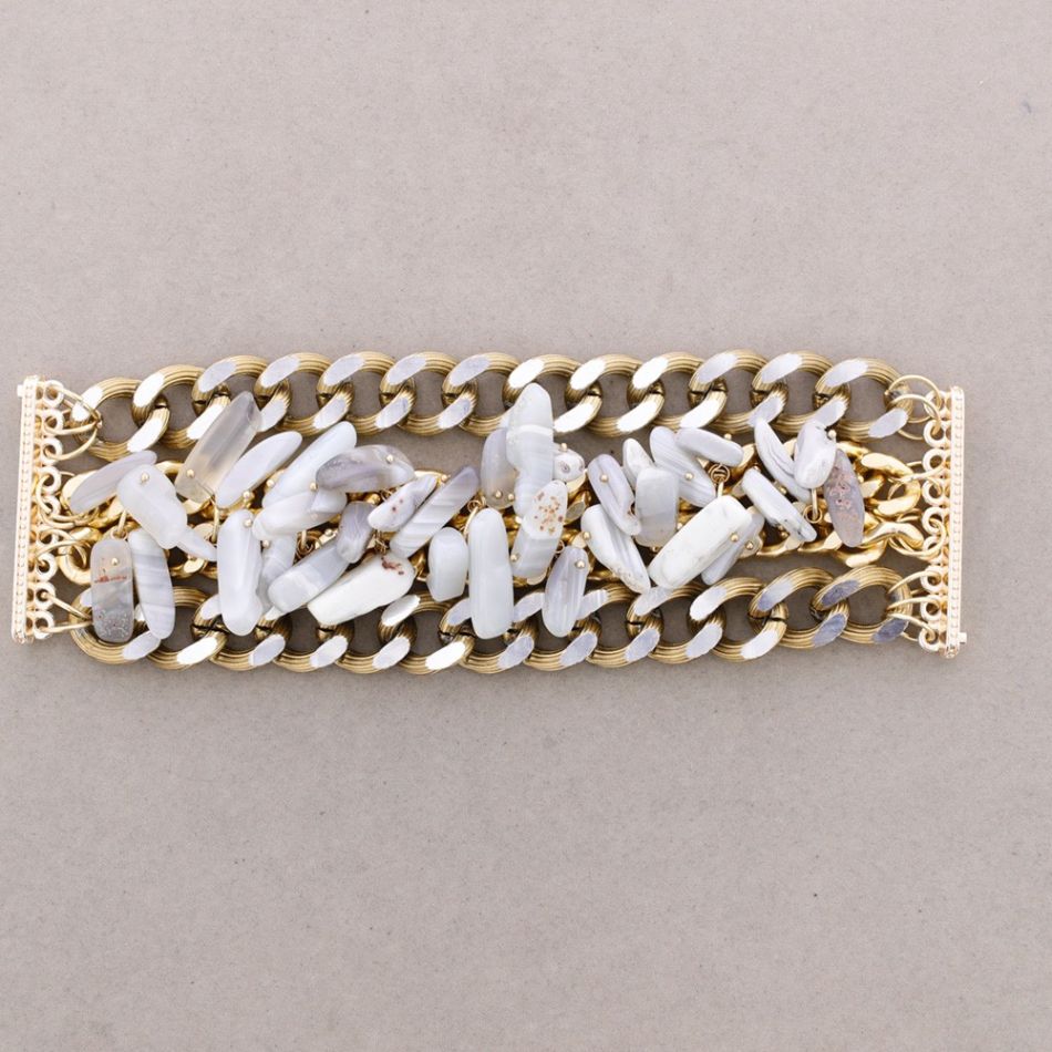 WIDE STONE LINK BRACELET
