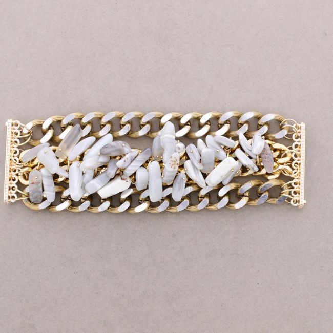 WIDE STONE LINK BRACELET