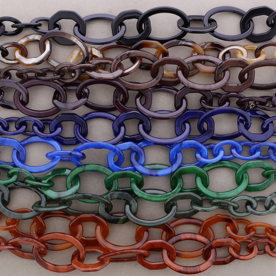 LONG TWO-TONE RESIN LINK NECKLACE