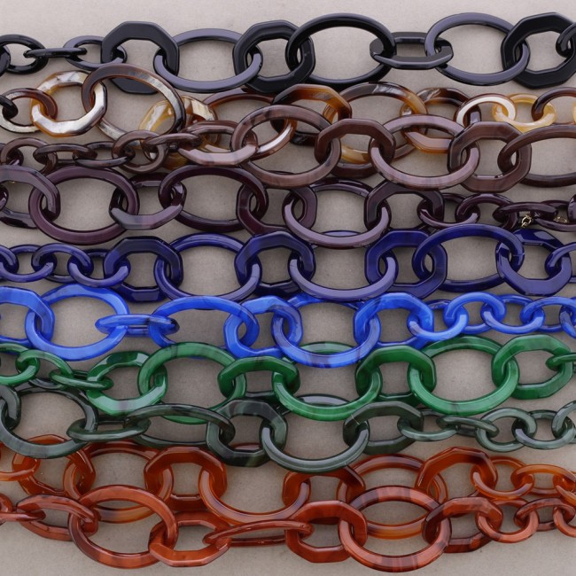 LONG TWO-TONE RESIN LINK NECKLACE