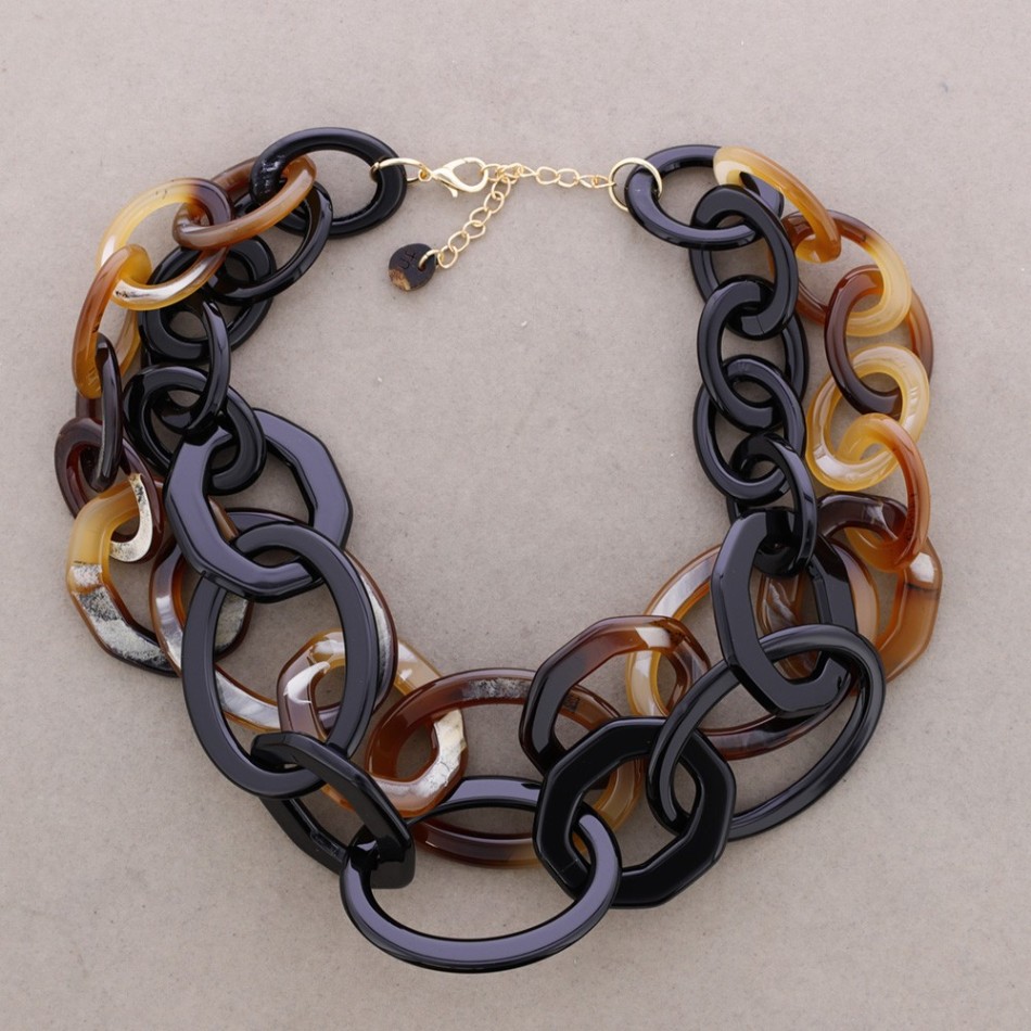 LONG TWO-TONE RESIN LINK NECKLACE